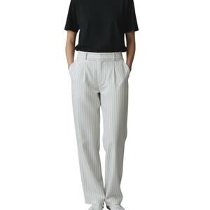 Reserved Clothing Pinstripe Wide Leg Pleated High Rise Trouser Pants Women’s Med